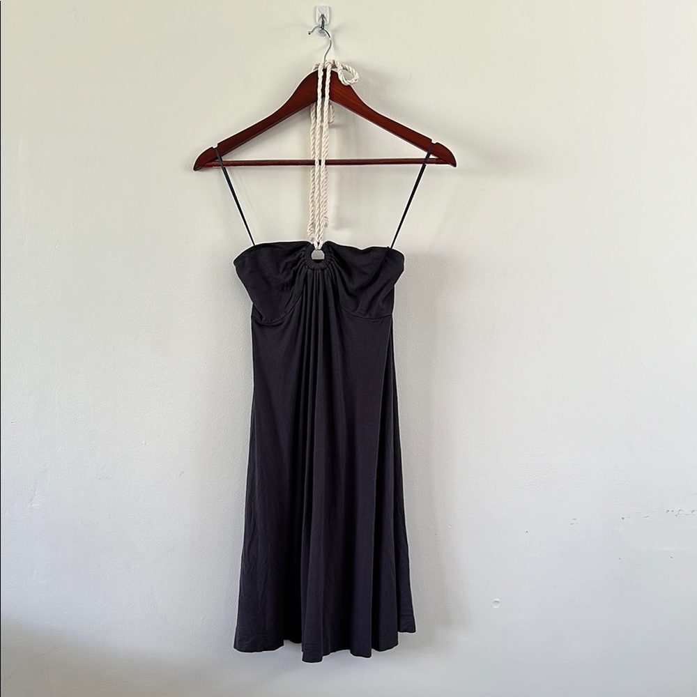 American Eagle Outfitters Gray Ruched Strapless Sundress